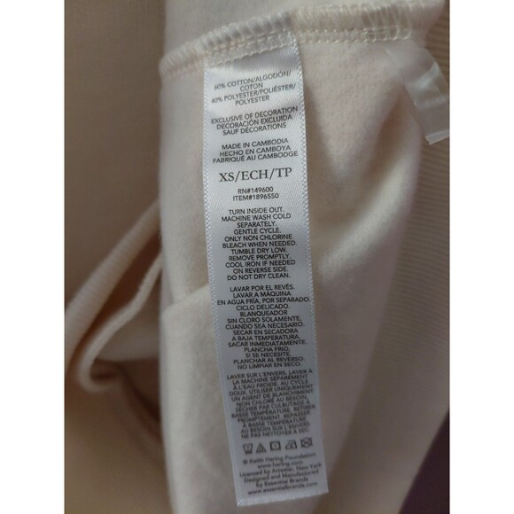 Keith Haring Lightweight Sweatshirt Beige Unisex Size XS Big Heart Super Soft - Picture 6 of 9